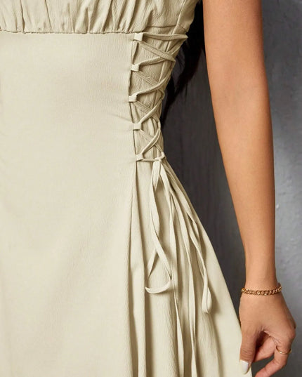 Ruched Midi Cami Dress with Side Tie Details