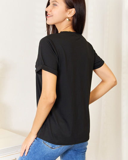 Simply Love Slogan Graphic Cuffed Sleeve T-Shirt