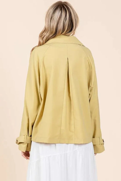 Mittoshop Double Breasted Long Sleeve Trench Coat Jacket