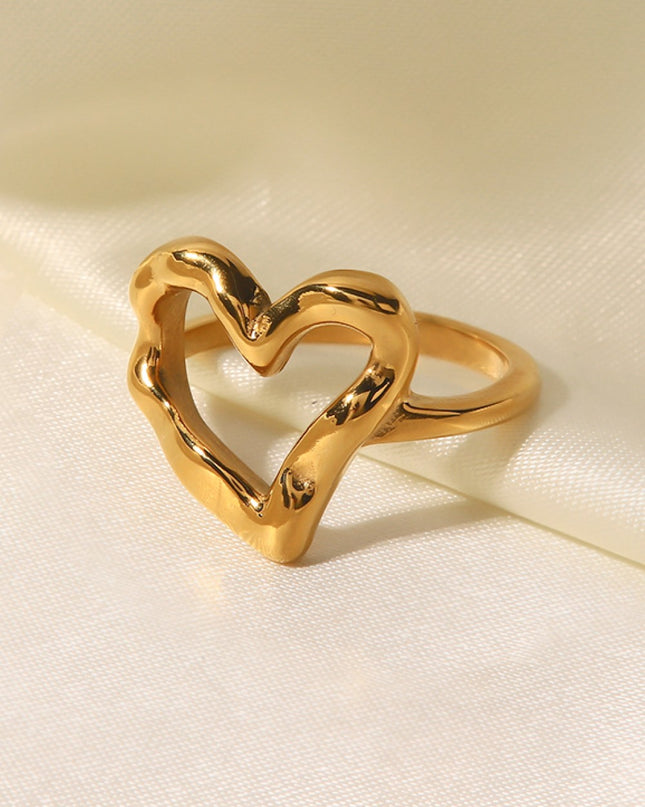 18K Gold Plated Heart-Shaped Ring 