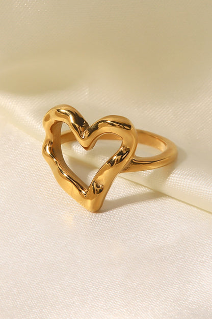 18K Gold Plated Heart-Shaped Ring 