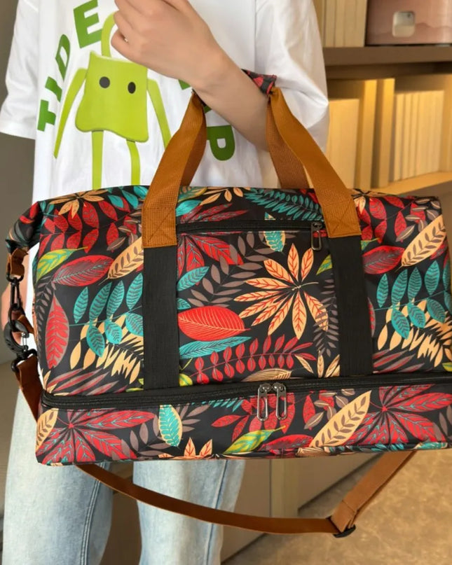 Canvas Printed Travel Bag Red One Size