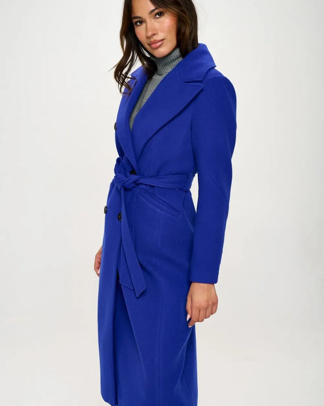 Coalition LA Double-Breasted Longline Coat with Belt