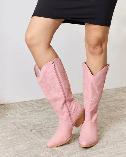 Forever Link Knee High Cowboy Boots PINK
