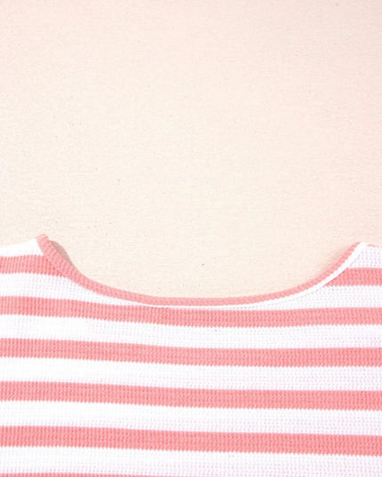 Striped Long Sleeve Ribbed Blouse