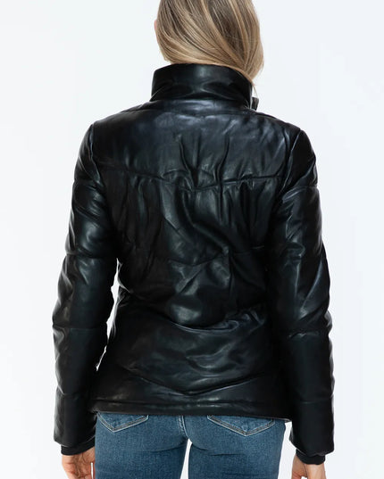 Snobbish Pocketed Zip Up Turtleneck Puffer Jacket