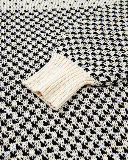 Contrast Color Pattern Lantern Sleeve Sweater