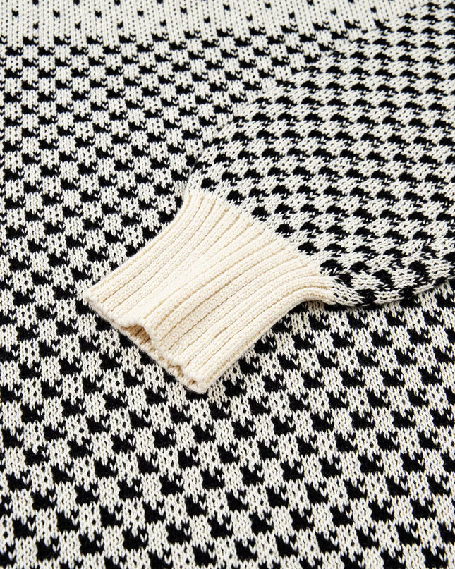 Contrast Color Pattern Lantern Sleeve Sweater