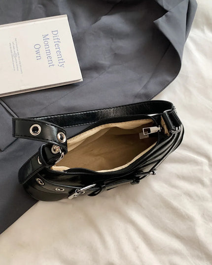 PU Leather Buckle Shoulder Bag 