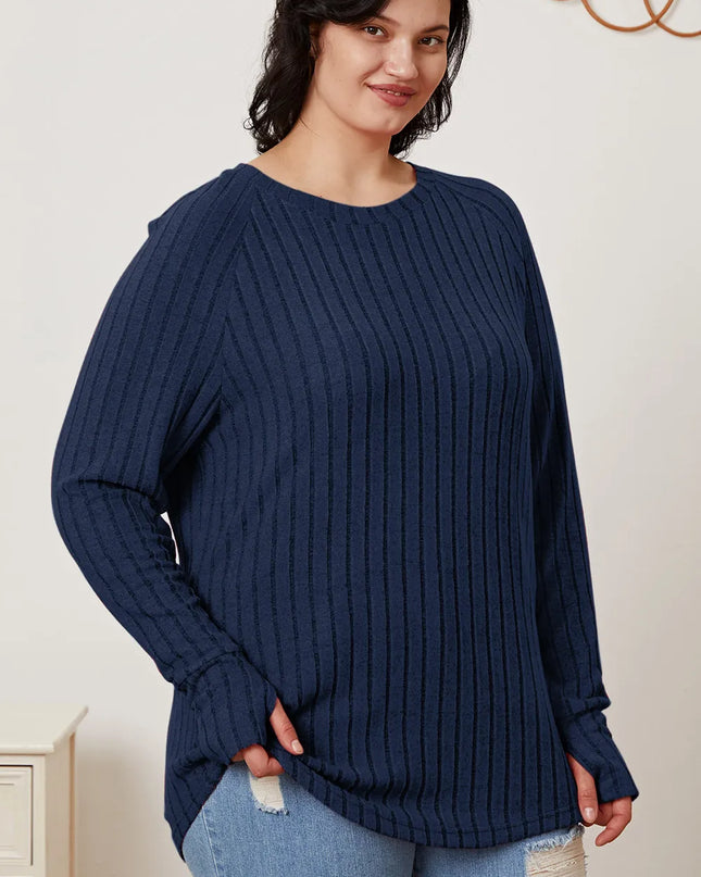 Basic Bae Full Size Ribbed Thumbhole Sleeve T-Shirt