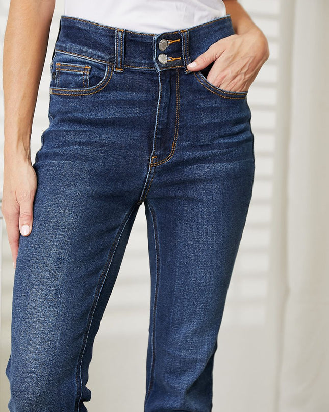 Judy Blue Full Size High Waist Vintage Frayed Hem Bootcut Jeans