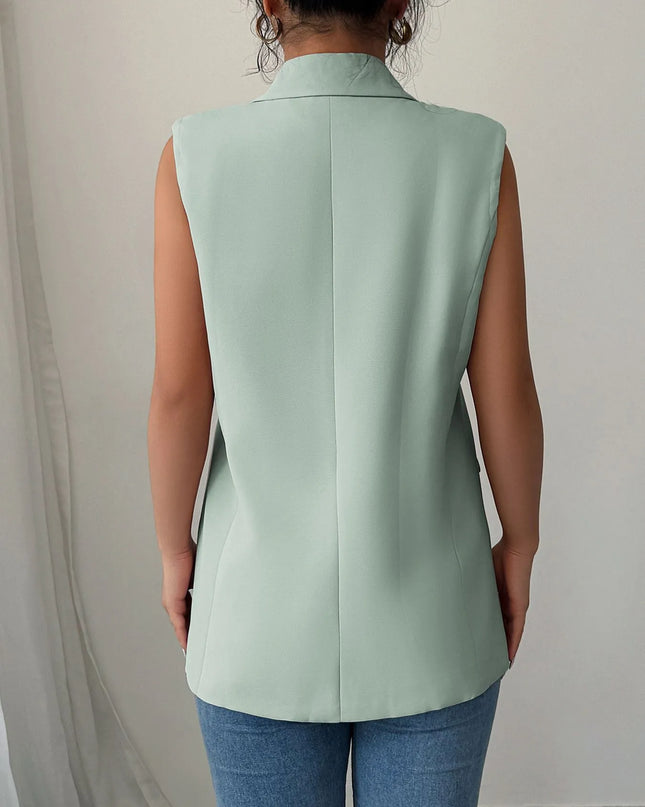 One Button Sleeveless Blazer