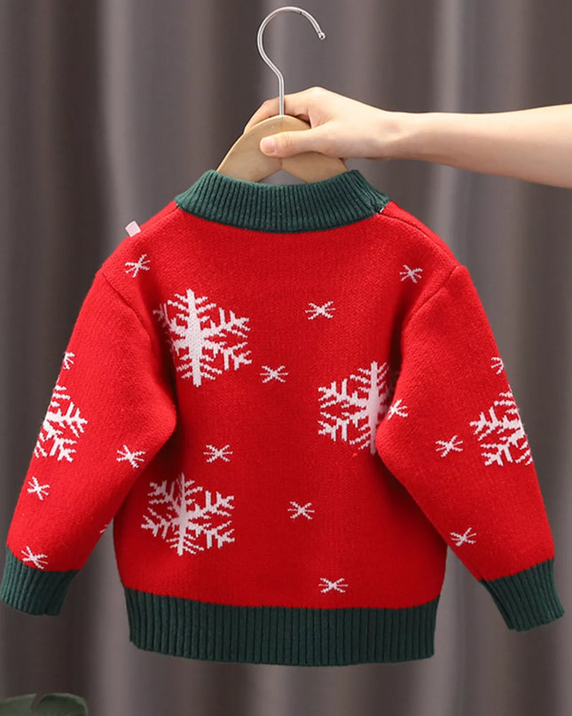 Children's Christmas Reindeer Snowflake Knitted Sweater