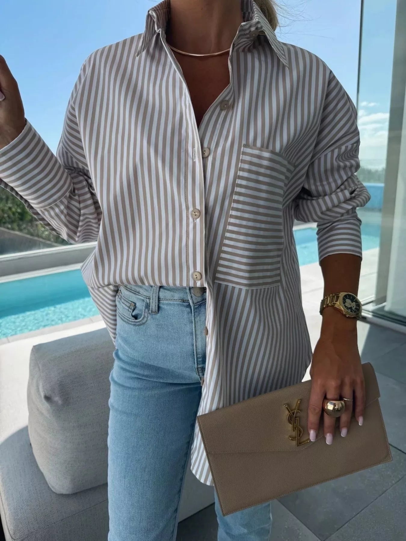 Striped Oversized Button-Down Shirt