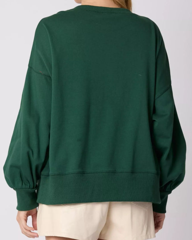 Christmas Long Sleeve Sweatshirt with Pom-Pom Bow Decoration