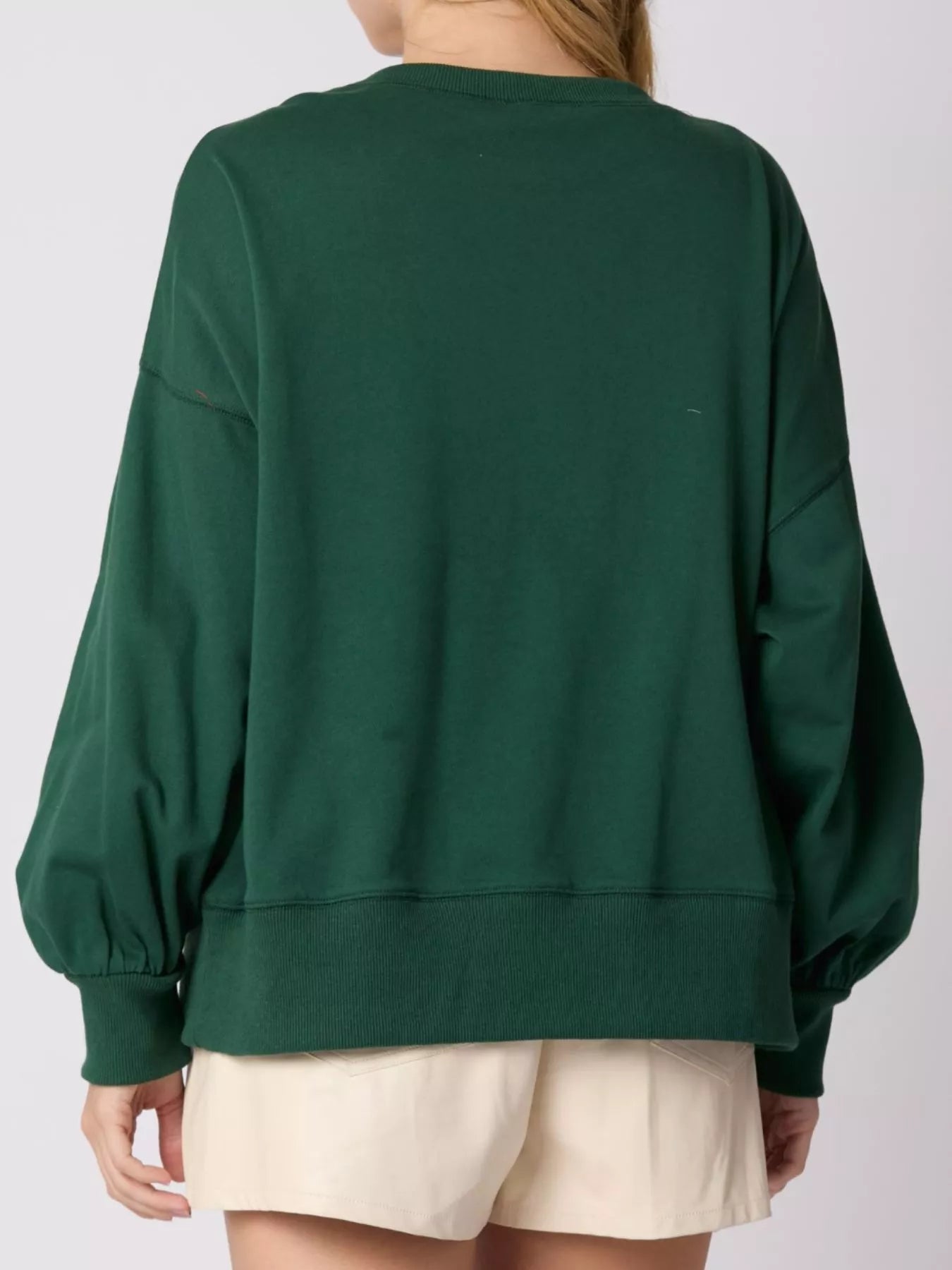 Christmas Long Sleeve Sweatshirt with Pom-Pom Bow Decoration