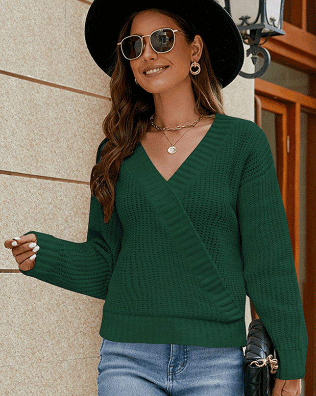 Surplice Neck Long Sleeve Sweater