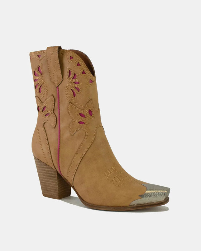 Beast Fashion Cut-Out Floral Embroidery Boots