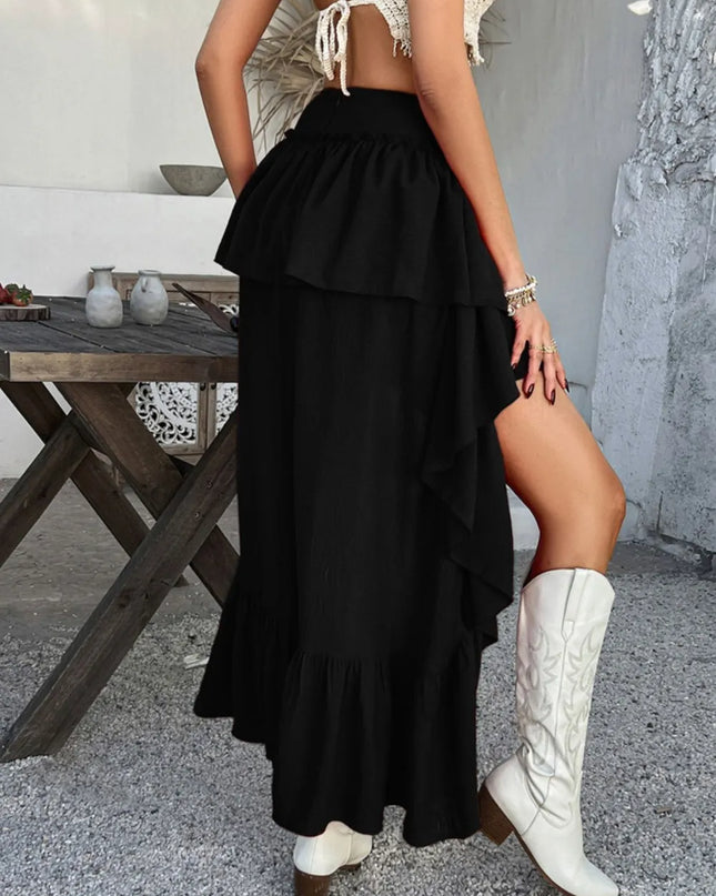 Devine High-Low Ruched Layered Skirt