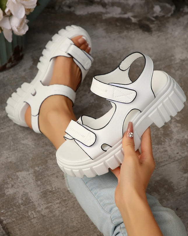 Platform Chunky Velcro Strap Sandals 