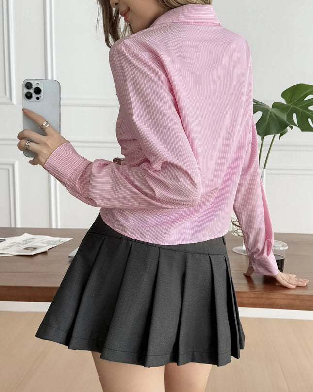 Striped Button-Up Long Sleeve Shirt