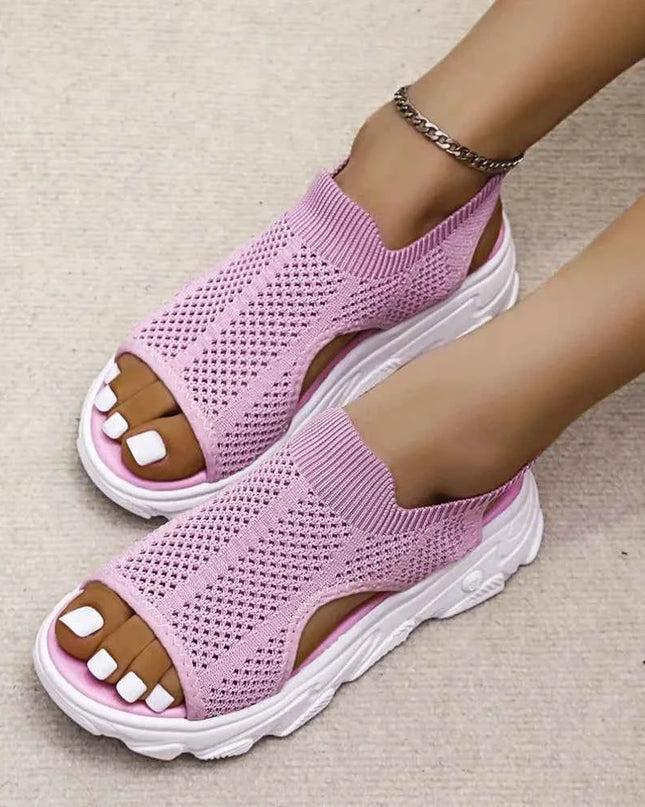 Peep Toe Cutout Mesh Sandals