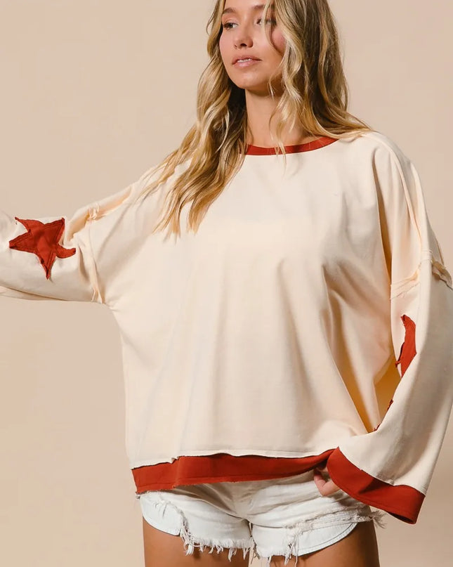 BiBi French Terry Top With Patch Detail Sweatshirt