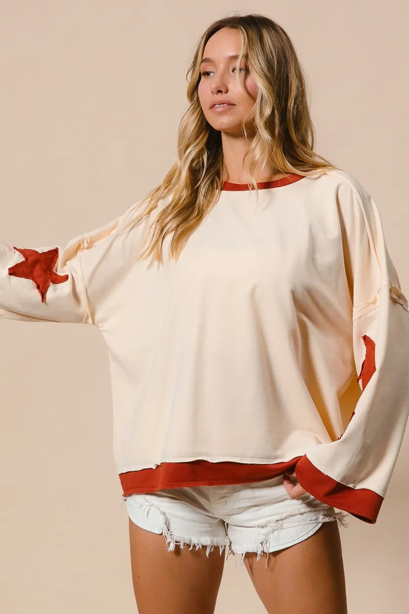 BiBi French Terry Top With Patch Detail Sweatshirt