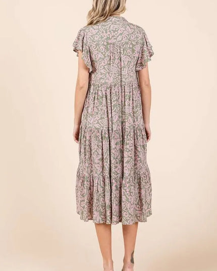 Mittoshop Abstract Print Ruffle Tier Midi Dress