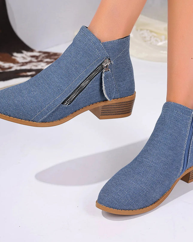 Point Toe Block Heels Boots