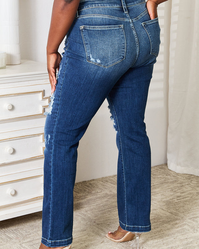 Judy Blue Full Size Mid Rise Hand Sand & Destroy Bootcut Jeans