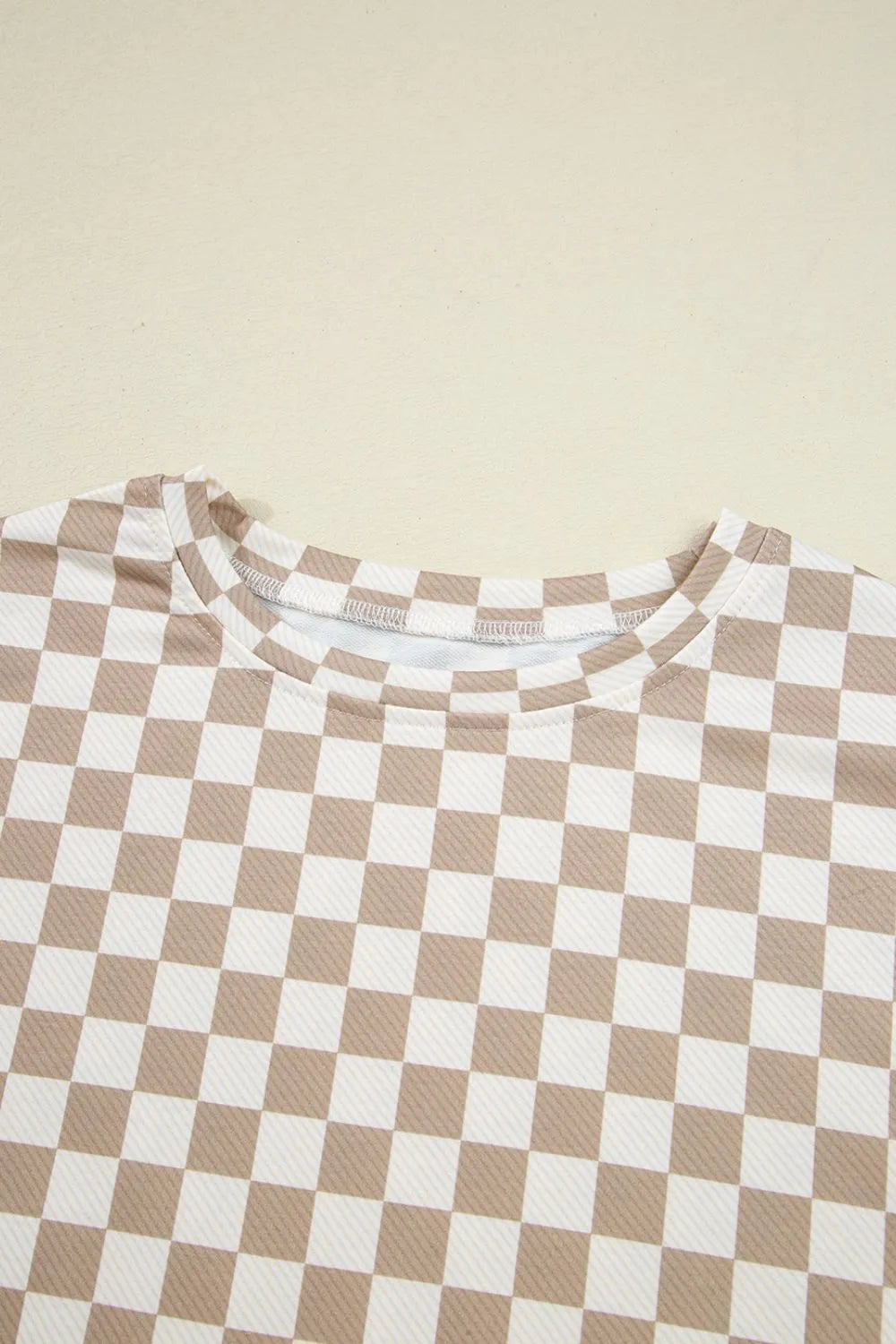 Checkered Long Sleeve Top and Skirt Two-Piece Set