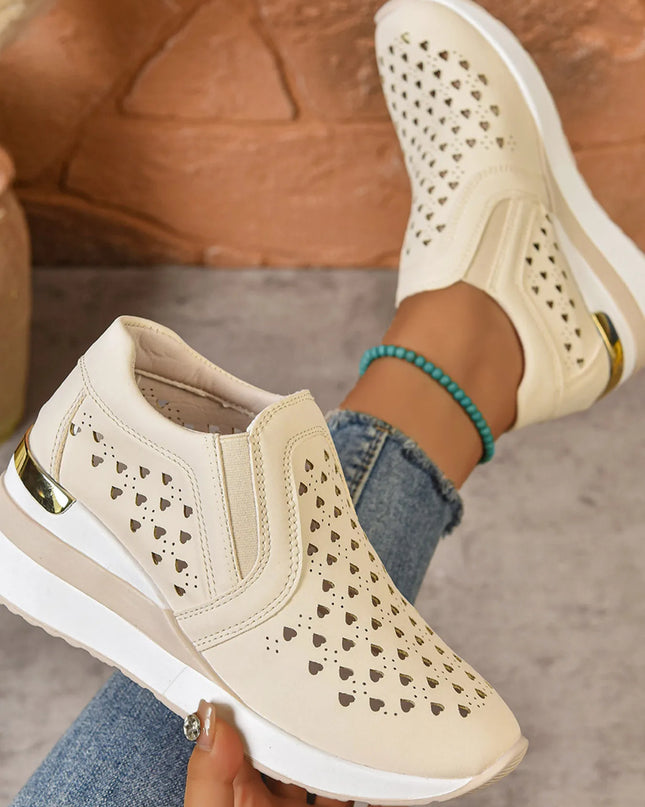 Breathable Cutout Wedge Sneakers 
