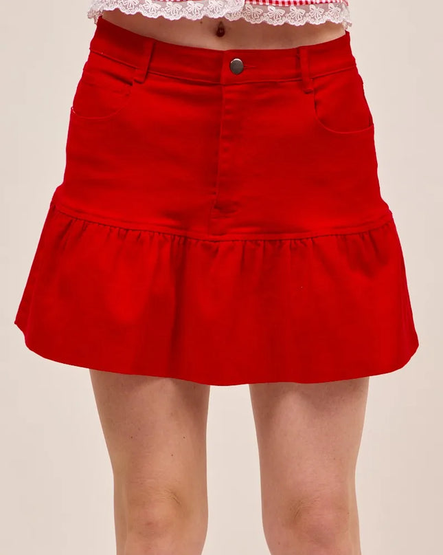 SO ME Ruffled Hem Game Day Mini Skirt