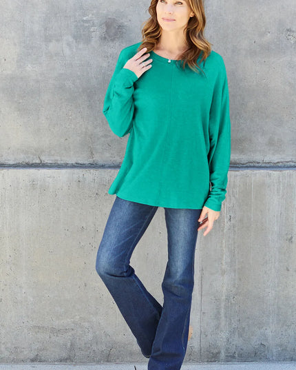 Double Take Full Size Round Neck Long Sleeve T-Shirt