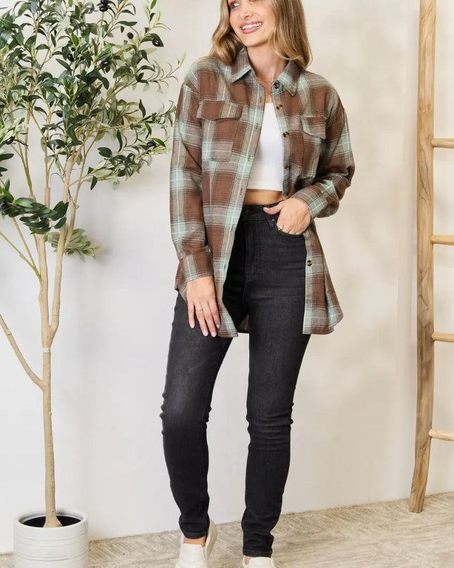 Mandy Plaid Dropped Shoulder Shirt