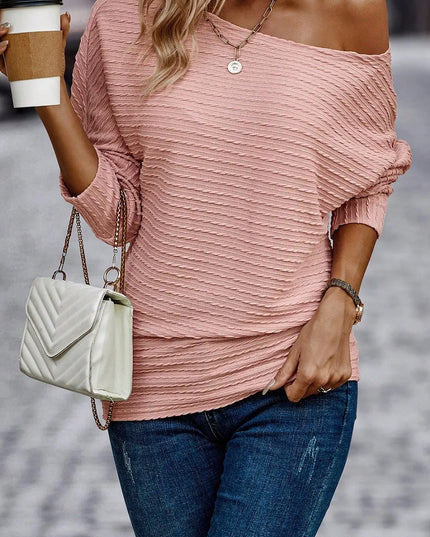 Texture Round Neck Long Sleeve Top