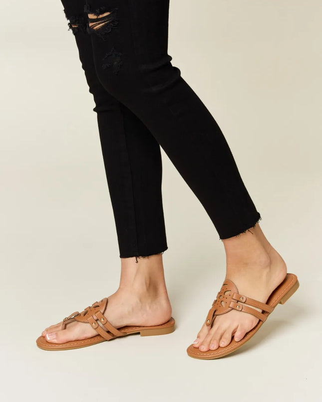 Forever Link Cutout PU Leather Open Toe Sandals