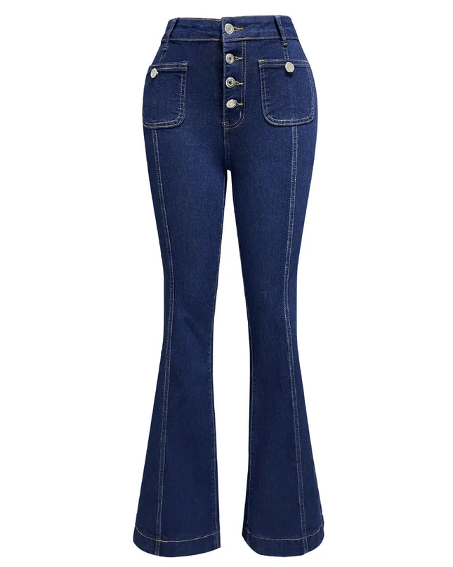 Button Fly High Waist Flare Jeans