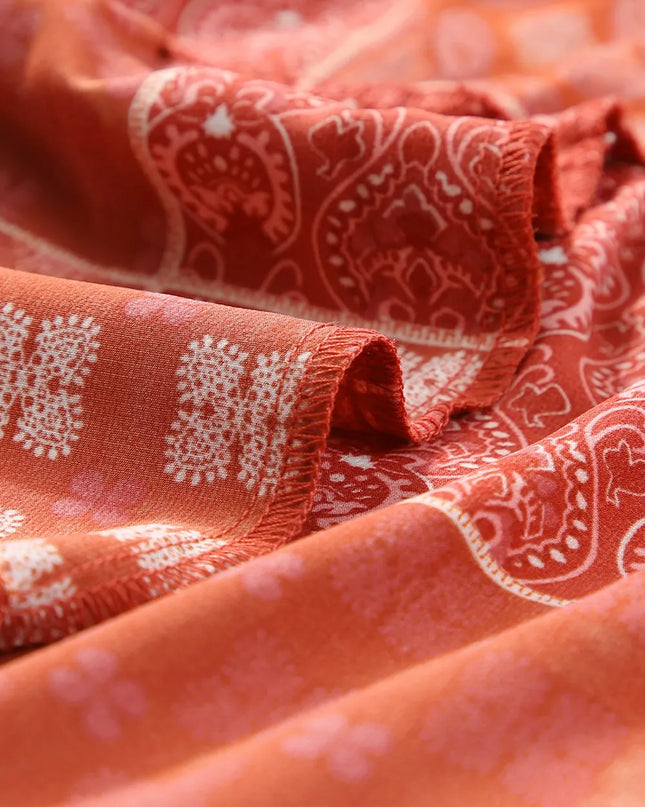 Printed Drawstring Midi Skirt