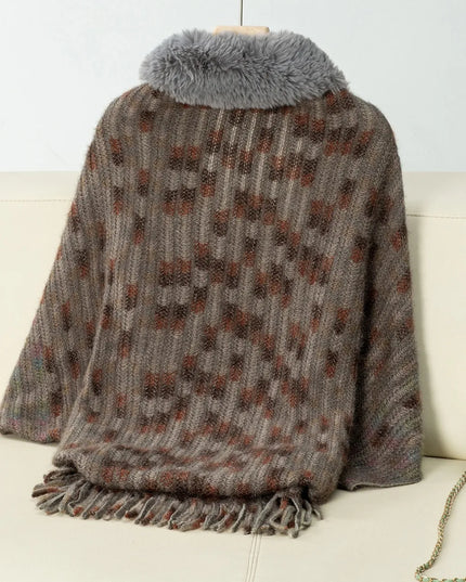 Fringe Fuzzy Open Front Poncho