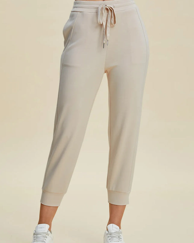 Basic Bae Full Size Air Scuba Drawstring High Waist Cropped Pants