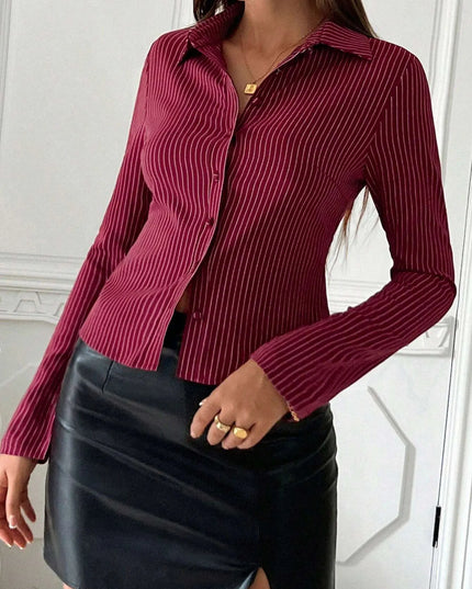 Striped Button Up Long Sleeve Shirt