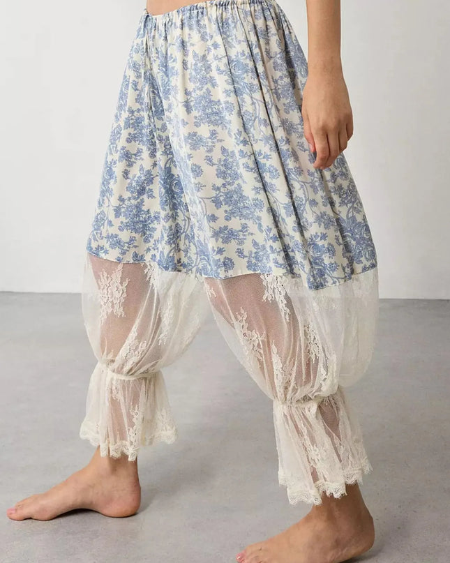 Floral Lace Patchwork Pants