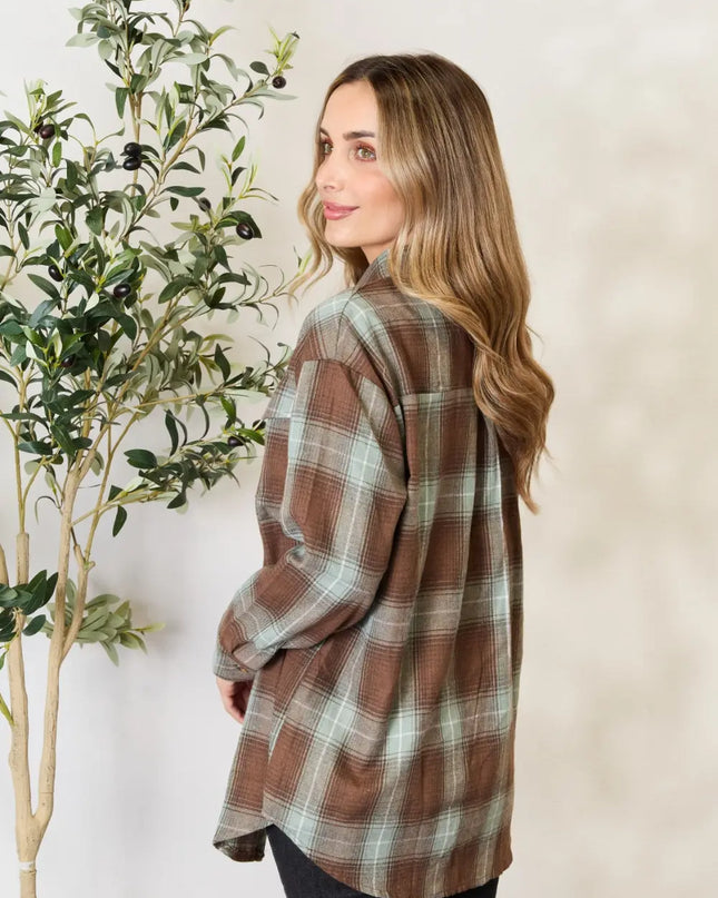 Mandy Plaid Dropped Shoulder Shirt