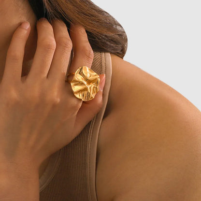 18K Gold-Plated Irregular Open Ring Gold 7