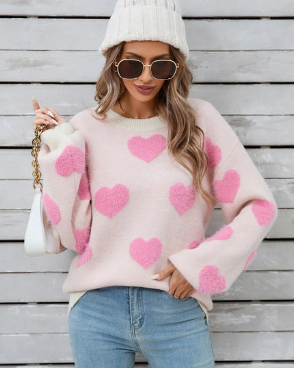 Angel Wings Heart Dropped Shoulder Long Sleeve Sweater