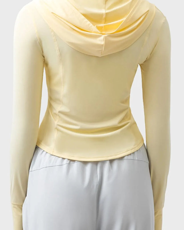 Millennia Pocketed Zip Up Hooded Long Sleeve Active Outerwear