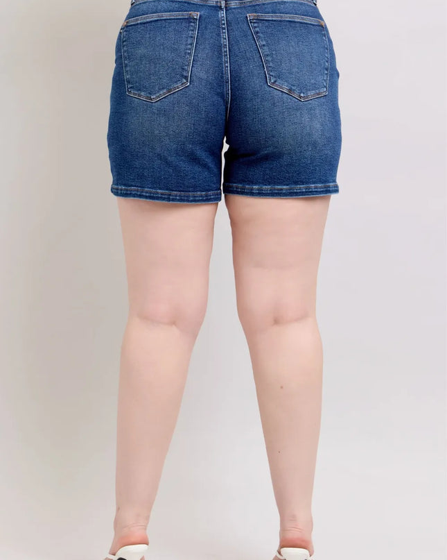 Judy Blue Full Size Double Button Waistband Denim Shorts Plus Size