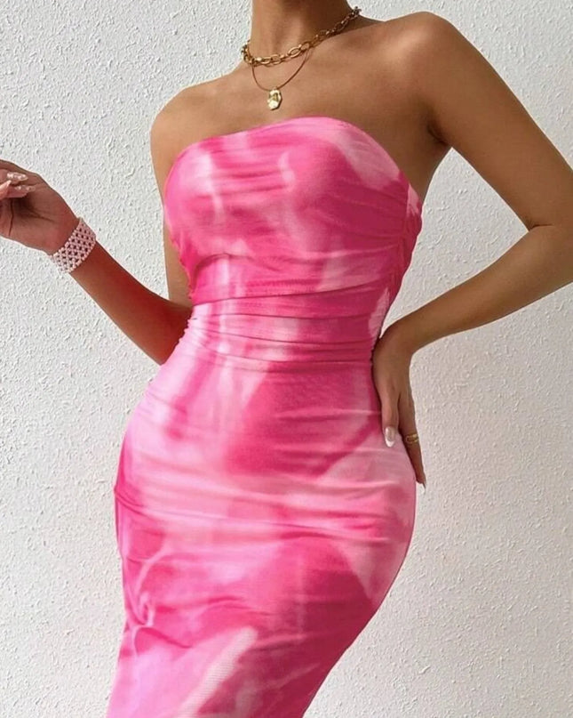 Printed Side Slit Tube Dress